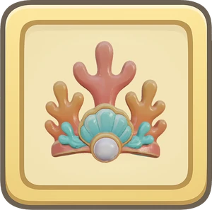 A coral crown with a pearl in a shell.