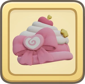 A pink cupcake hat with a cherry on top.