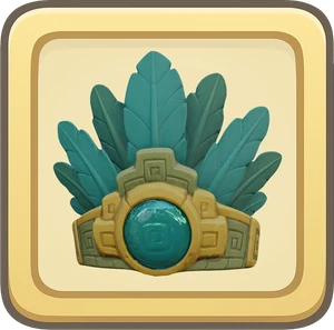 A jade and gold feather headdress.