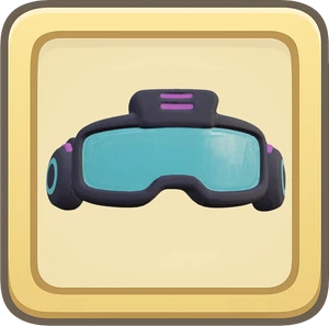 A dark cyberpunk visor with a glowing cyan lens.